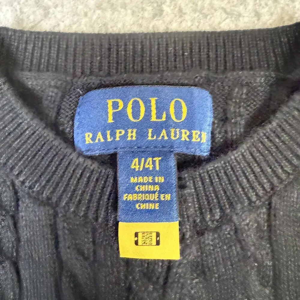 Polo Ralph Lauren Size 4T Toddler Black Knit Button Down Cardigan sweater